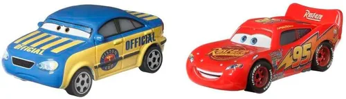Disney and Pixar Cars 3, Race Official Tom & Lightning McQueen - Paquete de 2 unidades, a escala 1:55, vehículos de personajes favoritos de los