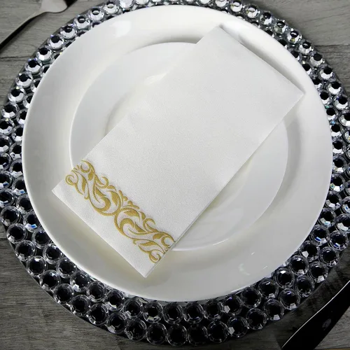 Efavormart - Paquete de 20 servilletas de papel de aluminio desechables de papel Airlaid | Toallas de mano suaves al tacto de lino para cocina,