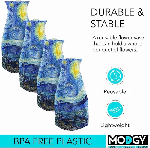 Miniatura 3 de MODGY Florero expandible, plástico decorativo moderno plegable impreso jarrones para centros de mesa para bodas, mesa de comedor, decoración