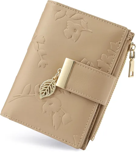 Miniatura 14 de yiijay Billetera pequeña para mujer, con bloqueo RFID, de piel, plegable, tarjetero para tarjetas de crédito para mujeres, cartera compacta