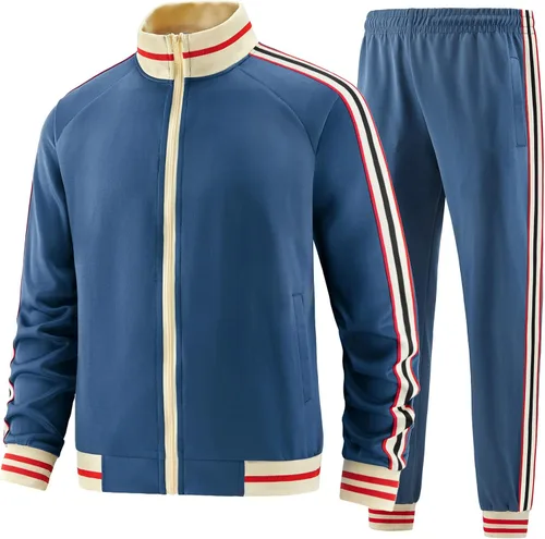 Miniatura 2 de dioxoib Men Track Suits Sets Long Sleeve Full-zip Sweatsuit Active Jackets and Pants 2 Piece Outfits
