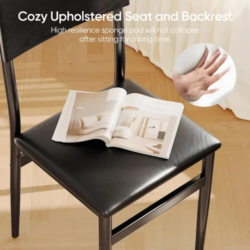 Miniatura 6 de Ahomly Juego de mesa de comedor extensible de 7 piezas con 6 sillas acolchadas, juego de mesa de comedor de 63 pulgadas para 4-6, juego de mesa