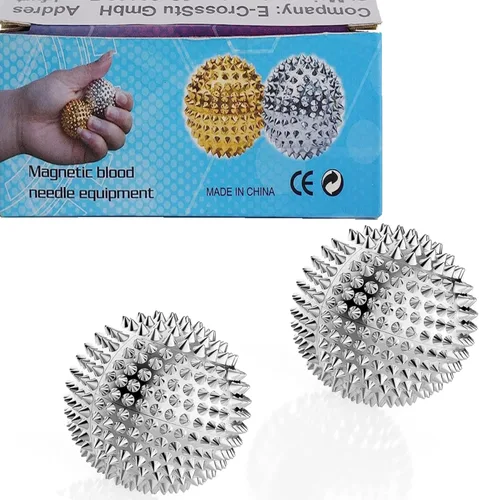 Bolas magnéticas, bolas de masaje plateadas, 1 par, alivio del dolor y el estrés, para adultos y niños, masaje con puntas y acupuntura para manos