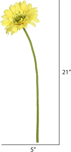 Miniatura 2 de Vickerman Tallo de margarita de gerbera amarilla artificial de 21 pulgadas, 6 por bolsa Amarillo