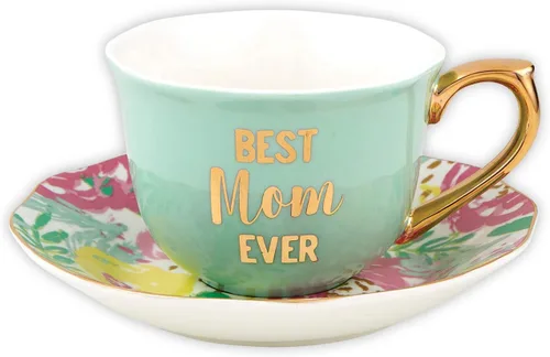 Miniatura 2 de Best Mom Ever - Taza de té y platillo de porcelana de 5 onzas