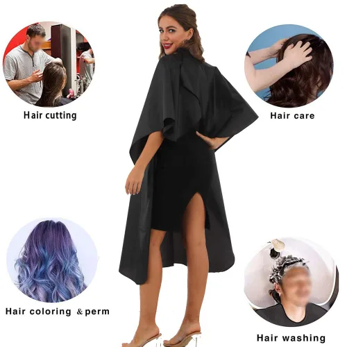 Miniatura 6 de Capa de peluquería negra impermeable para peluquería profesional con cierre de metal a presión para cortar el cabello (negro, paquete de 10)