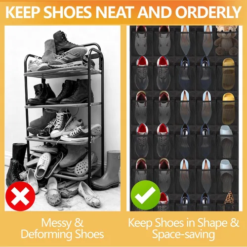 Miniatura 5 de Organizador de zapatos sobre la puerta, 40 bolsillos grandes de malla para colgar zapatos, organizador para armario, detrás de la puerta, soporte