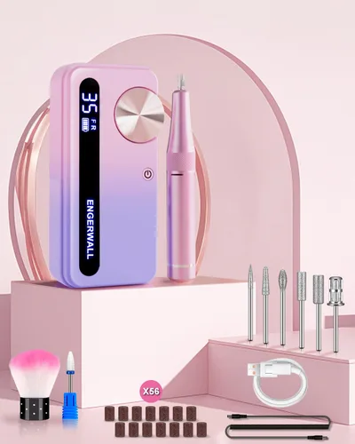 Miniatura 5 de Taladro de uñas recargable de 35000 RPM, lima de uñas eléctrica portátil profesional para uñas de gel acrílicas, kit de archivo electrónico