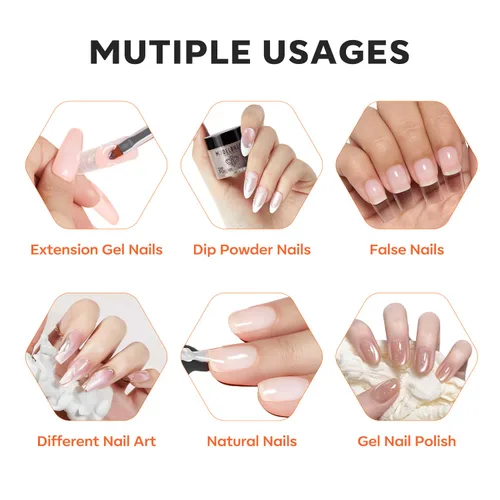 Miniatura 6 de modelones Gel base de goma de fibra para uñas, 0.5 fl oz (0.5 fl oz), base de goma de vidrio transparente, esmalte de gel, fortalecedor de uñas
