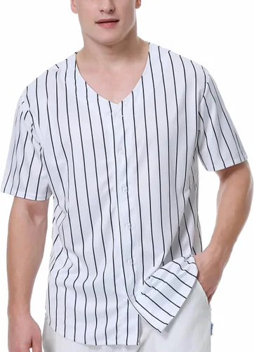 Miniatura 9 de KUAIPAO Camiseta de béisbol en blanco, camisa de manga corta, uniforme deportivo para hombres y mujeres (blanco, negro, rojo, azul, S-3XL)