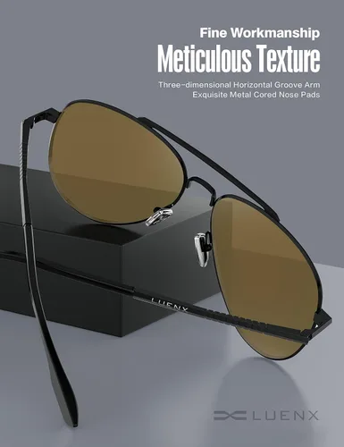 Miniatura 15 de LUENX, Aviator - Gafas de sol polarizadas, para hombres y mujeres, protección UV 400, con funda 60MM