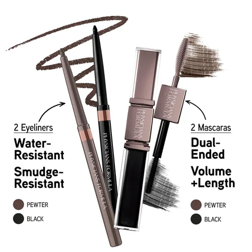 Miniatura 4 de Physicians Formula, Kit Shimmer Strips para resaltar la mirada, color piel, Sombra de ojos de 0.26 oz, delineador de ojos 0.02 oz y máscara