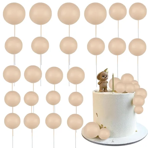Miniatura 42 de Gyufise 30 Piezas Bolas Topper para Pastel DIY Insertables para Pastel Palillos de Bolas para Pastel Topper para Cupcakes para Fiesta de Cumpleaños