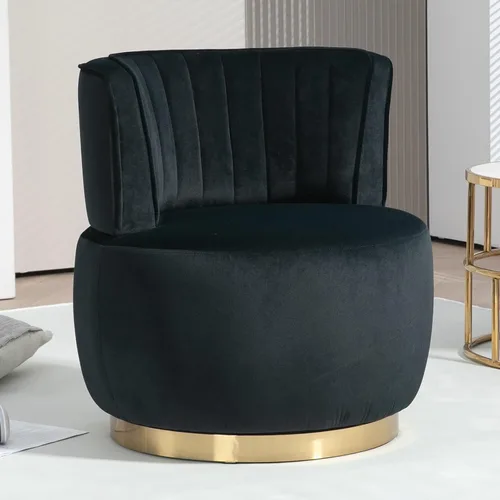 Miniatura 14 de Luxyhome - Silla giratoria de barril 360, de terciopelo, moderna silla decorativa tapizada de mediados de siglo, silla auxiliar redonda de sherpa