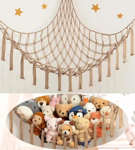 Miniatura 8 de mirolam Hamaca para Animales de Peluche - Red Grande para Animales de Peluche para Juguetes de Esquina - Organizador de Almacenamiento Colgante