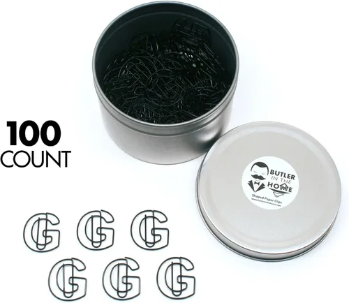 Miniatura 36 de Butler in the Home Elige tu letra favorita del alfabeto de la A a la Z o números del 0 al 9, 100 clips de papel de color negro para iniciales