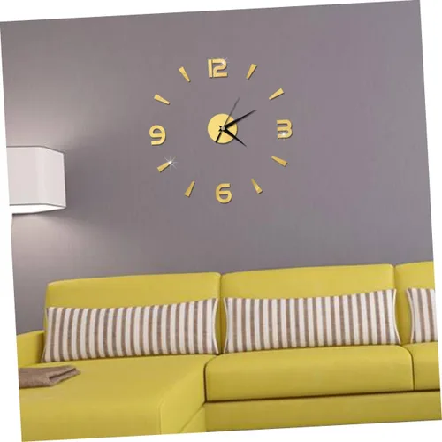 Miniatura 3 de IMIKEYA Reloj de pared sin marco, reloj de pared dorado, pegatinas de espejo, sin marco, reloj de pared, reloj acrílico, mural, hogar, reloj