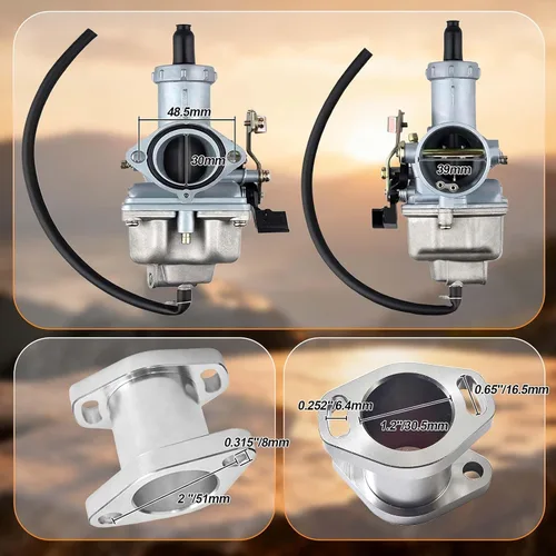 Miniatura 2 de VM26 1.181 in PZ30 Carburador Mainfold Entrada Tubo de Entrada Filtro de Aire para Predator 301cc 420cc 13hp 15hp Motor Mini Bike Go Kart Plata