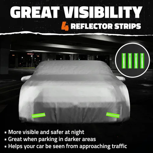 Miniatura 6 de Mockins - Funda para automóvil de poliéster plateado 190T, para todo tipo de clima, transpirable e impermeable, protegerá tu vehículo contra