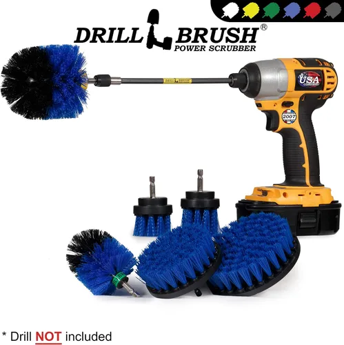 Miniatura 4 de Kit de limpieza de Drill Brush, cepillos con conector para taladro, ideal para limpieza de alfombras, baños, limpieza de lechadas y limpieza de Azul