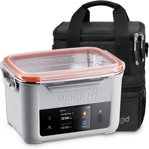 Miniatura 10 de LUNCHGO® G1 Fiambrera eléctrica inalámbrica con calefacción, con pilas, capacidad de 5 tazas, máximo de 250 °F, calefacción programada, calentador