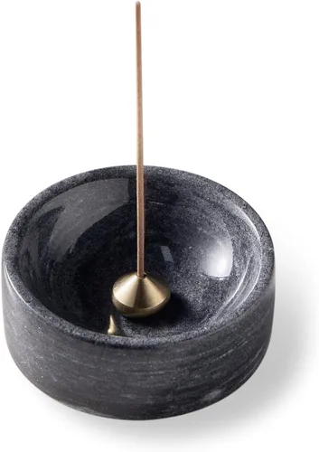 Juego de soportes de incienso 100% mármol, quemador de incienso japonés, colector de cenizas, soporte de incienso con palo de incienso de sándalo y