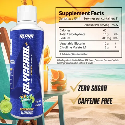 Miniatura 2 de Alpha Supps Fórmula de bomba líquida de glicerol+ - Suplemento líquido de glicerol y citrulina de alto rendimiento para bombas musculares mejoradas