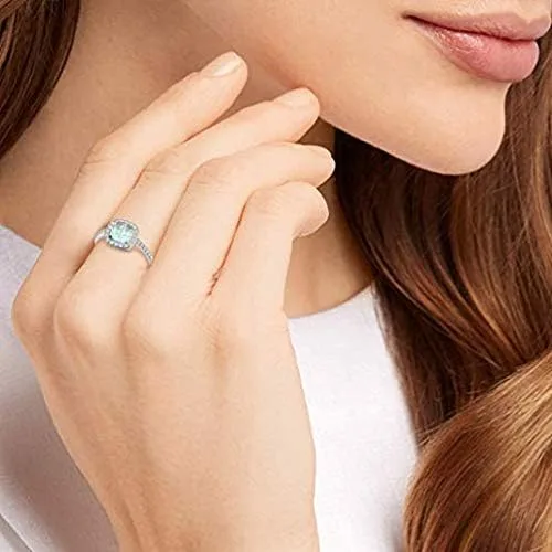 Miniatura 4 de Carleen Anillo de ópalo creado de plata de ley 925 con piedra natal de octubre, circonita cúbica, anillo de compromiso, joyería fina, regalo