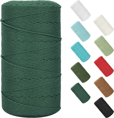 Miniatura 150 de Cordón de macramé de 0.079 in x 380 yardas (1140 pies), cuerda de algodón natural para colgar en la pared, ganchos de plantas, manualidades, Beige