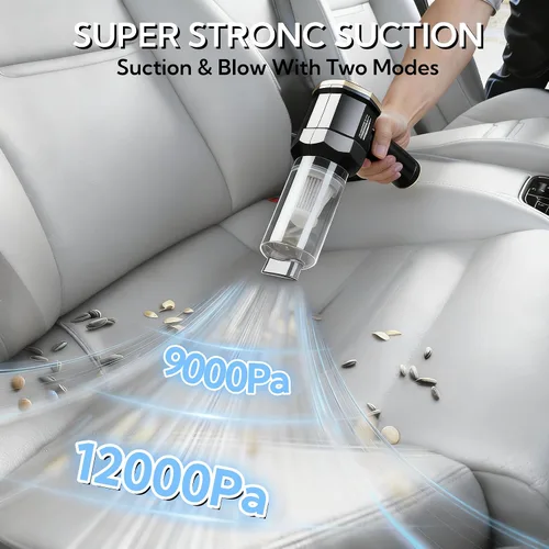 Miniatura 2 de Aspiradora de mano para automóvil, aspiradora de 12000 Pa y plumero de aire, aspiradora de mano inalámbrica portátil con motor sin escobillas