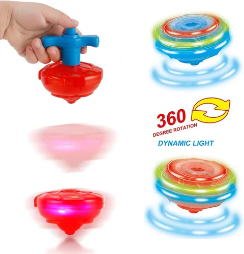 Miniatura 7 de Paquete de 12 tops giratorios iluminados – Tops giratorios OVNI con giroscopio, juguete LED intermitente a granel, recuerdos de fiesta novedosos