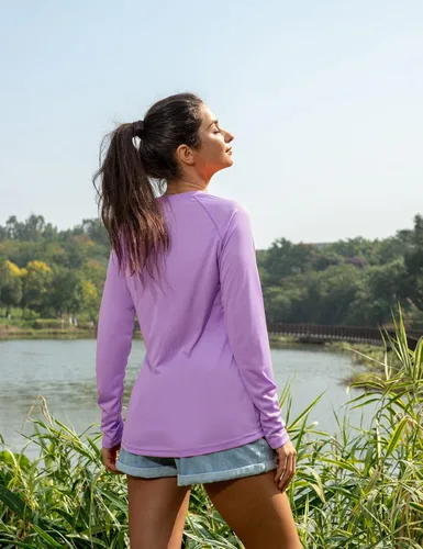 Miniatura 5 de BALEAF Camisas de manga larga para mujer, protección solar UPF50+, secado rápido, senderismo, pesca