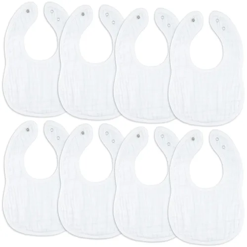 Miniatura 8 de Comfy Cubs Baberos de muselina para bebés, paquete de 8, suaves y altamente absorbentes, baberos para alimentar, babear y dentición, broches Sage