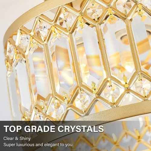 Miniatura 6 de YURNYQ Lámpara de Techo de Cristal, Moderna Lámpara de Techo Semi Empotrada, Luminarias de Techo Cromadas para Pasillo, Cocina, Entrada, Dormitorio