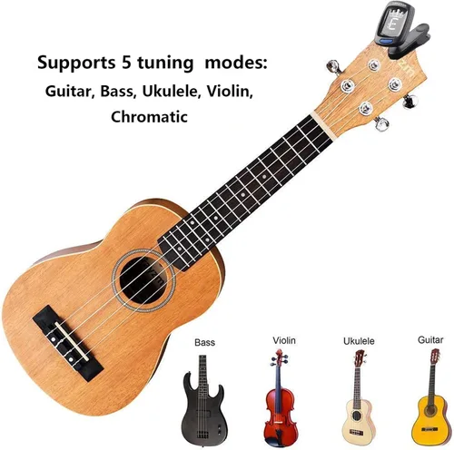 Miniatura 4 de AXLOFO® Afinador de guitarra con clip para todos los instrumentos, ukelele, guitarra, bajo, mandolina, violín, banjo, pantalla LCD, rotación de 360