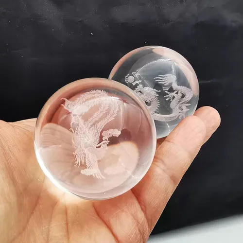 Miniatura 2 de Baoding - Bolas de masaje chino de 1.57 pulgadas para terapia de manos, alivio del estrés, bolas de cristal de dragón y fénix