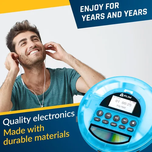 Miniatura 6 de KLIM Nomad Transparente Azul - Reproductor de CD portátil Walkman con batería de larga duración - Incluye auriculares - Discman reproductor de MP3