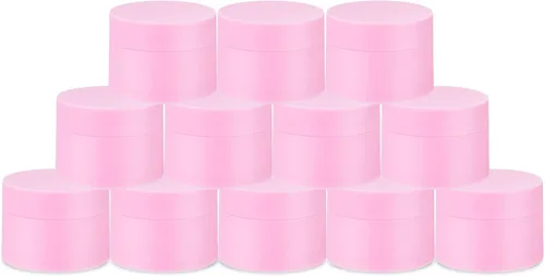 Recipiente de plástico blanco para loción con forros interiores y tapas de cúpula para maquillaje, cosméticos, cremas, lociones, almacenamiento Rosa
