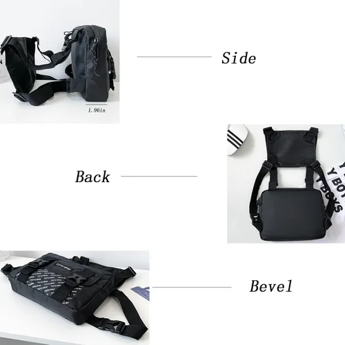 Miniatura 5 de TDYU Riñonera de pecho para hombre, riñonera de moda de hip hop, chaleco ligero pequeño para correr, viajar, senderismo, ciclismo, Blanco, S, Casual