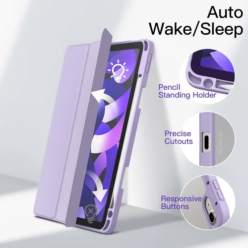 Miniatura 6 de JETech Funda para iPad Air de 11 pulgadas M3/M2 (2025/2024), iPad Air 5/4 (2022/2020 5ª/4ª 10.9 pulgadas) con soporte para lápices, parte trasera
