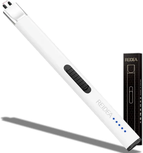 REIDEA Encendedor Electrónico para Vela, Resistente al Viento, Sin Llama, Recargable por USB, Encendedor de Arco con Botón de Seguridad e Indicador