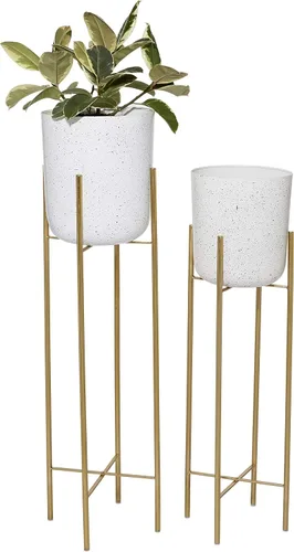Miniatura 16 de CosmoLiving by Cosmopolitan - Maceta de metal para interiores y exteriores, maceta grande con soporte extraíble, juego de 2 macetas de 39 pulgadas