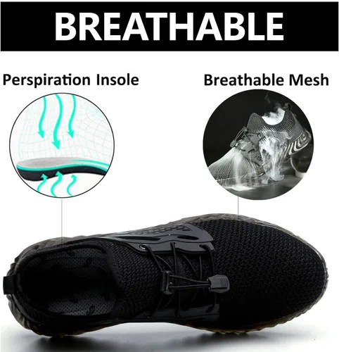Miniatura 63 de SUADEX Zapatos deportivos con punta de acero para hombres y mujeres, indestructibles, ligeros, cómodos, antideslizantes, puntera compuesta