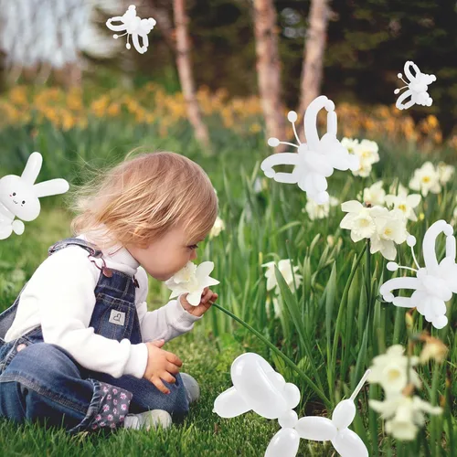 Miniatura 9 de 100 piezas 260 globos blancos largos para guirnalda de globos, globos de látex delgados para modelar animales, globos de torsión para decoraciones