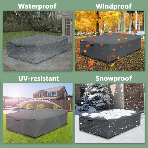 Miniatura 6 de Funda impermeable para muebles de exterior, funda modular para exteriores, fundas rectangulares para patio para juego de muebles de exterior, 110" L