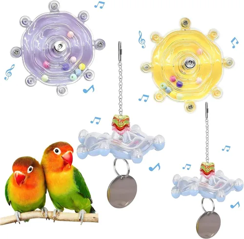 Miniatura 10 de Juguetes para periquitos, juguete de rueda colorida para periquitos, juguete interactivo con sonajero giratorio para loros, juguete para cacatúa