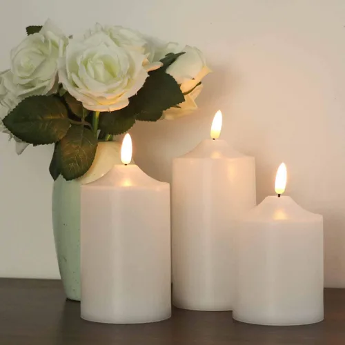 Miniatura 3 de GenSwin Velas parpadeantes sin llama, velas LED impermeables con control remoto y temporizador, velas de pilar de mecha 3D que funcionan