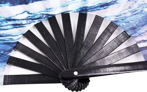 Miniatura 5 de Ventilador de mano plegable grande, marco de bambú y tela de nailon resistente al agua, perfecto para refrescar, bailar, regalo, drag queen