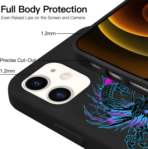 Miniatura 2 de Funda con estampado de dragón para iPhone 7/8 Plus, silicona líquida negra fresca para niñas y niños, funda de goma de gel suave de moda de cuerpo