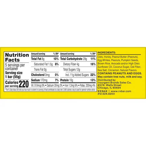 Miniatura 3 de Barras de proteína RXBAR con mantequilla de nuez y avena, snacks de proteínas, mantequilla de maní con miel y canela (6 cajas, 30 barras)